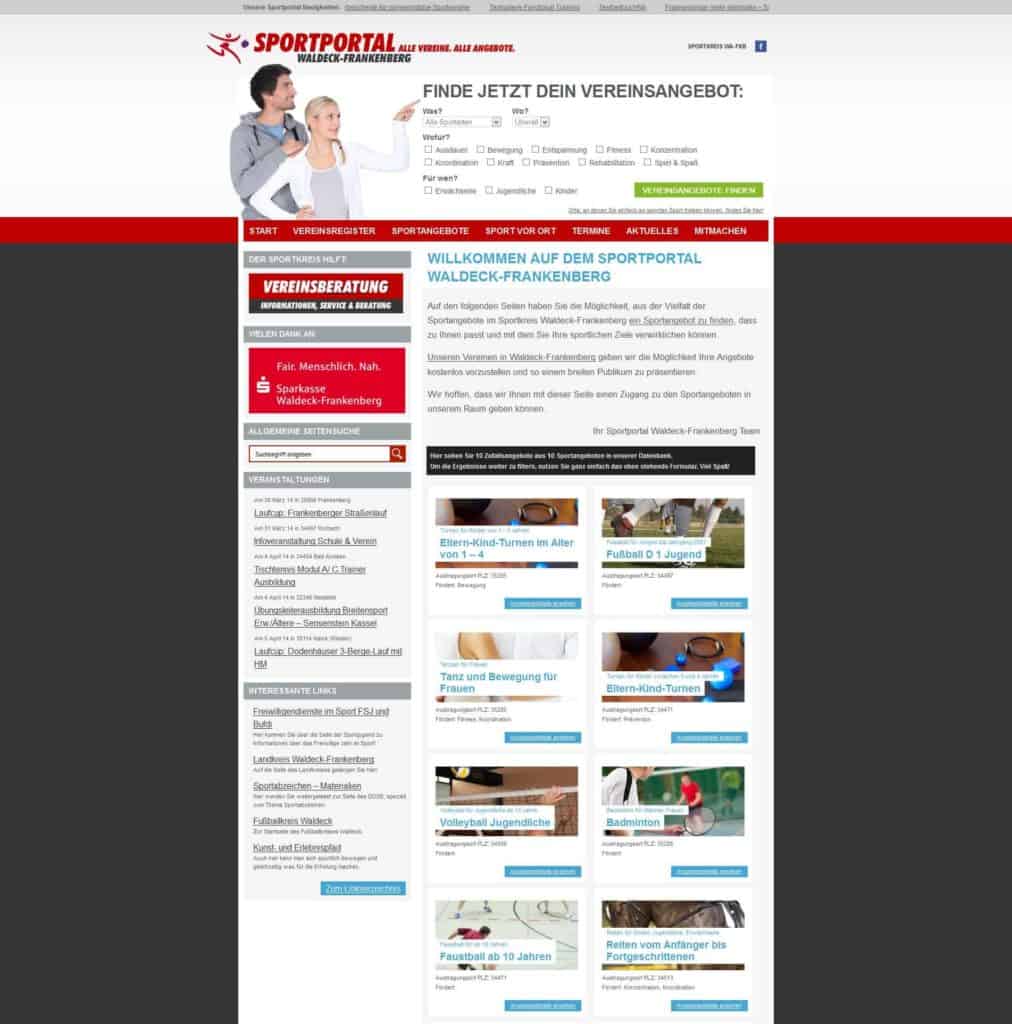 Webseiteerstellung Sportportal Waldeck Frankenberg