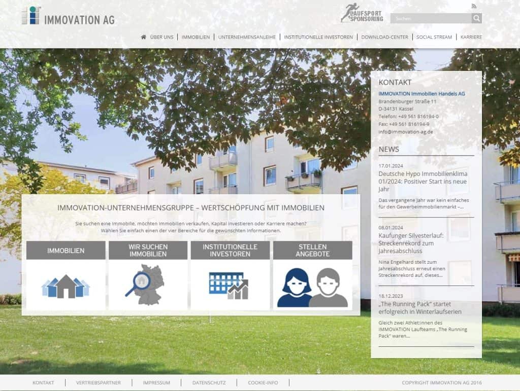 Referenz Thomas Ulbricht Webdesign: Immovation Kassel 