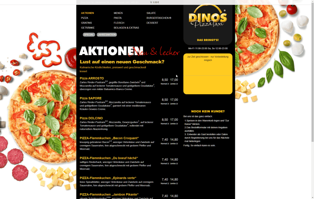 Referenz Lockruf Webdesign: DINOS Pizzataxi