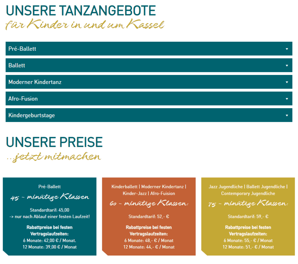 Lockruf WordPress Referenz: Tanzwerkstatt Kassel