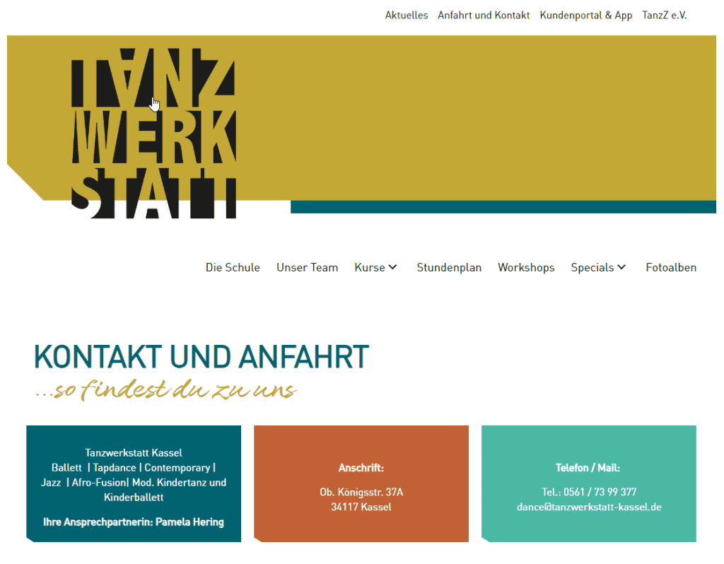 Lockruf WordPress Referenz: Tanzwerkstatt Kassel
