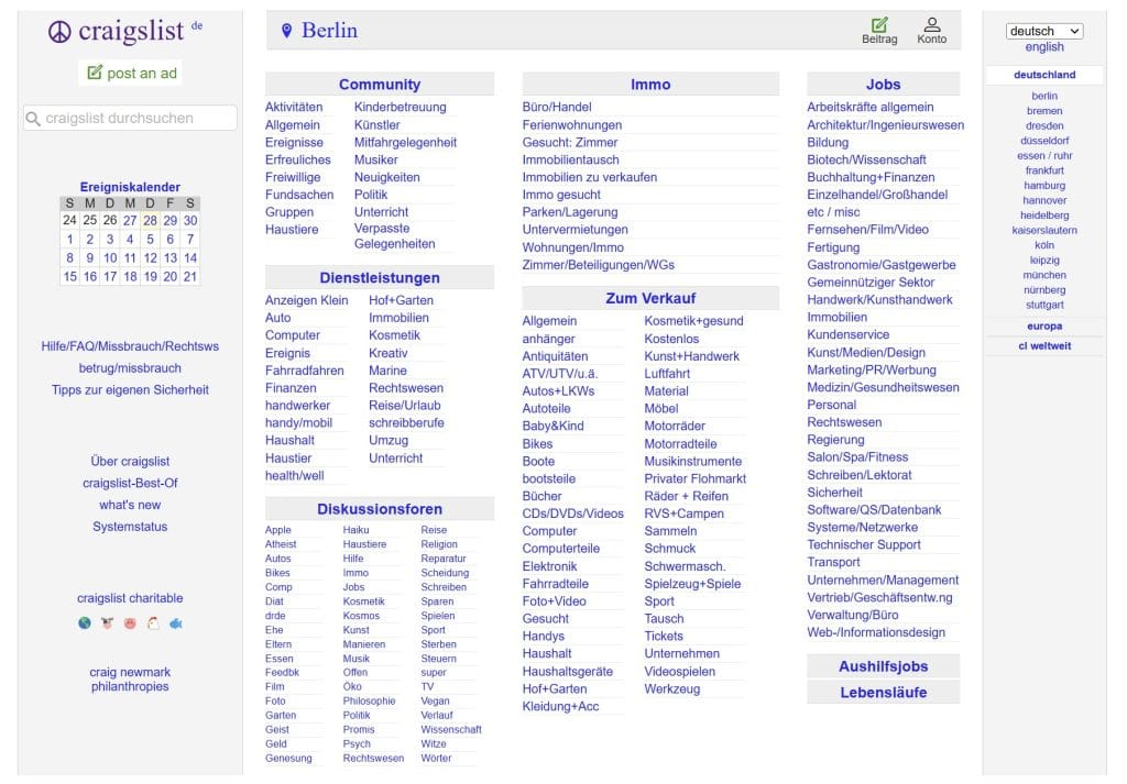 Screenshot Craigslist