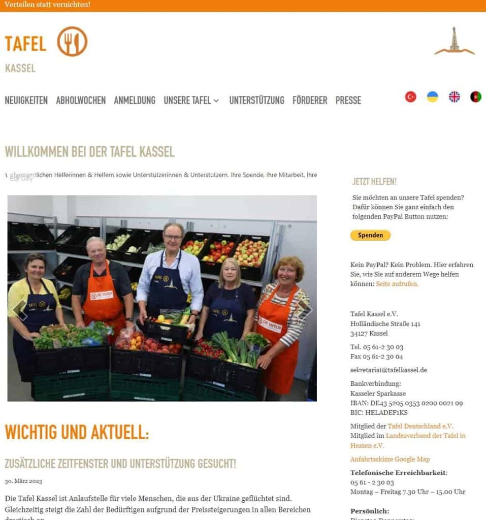 Lockruf Webdesign: Tafel Kassel