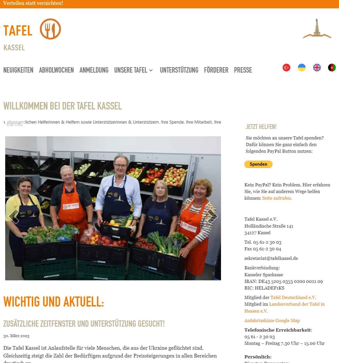 Lockruf Webdesign: Tafel Kassel