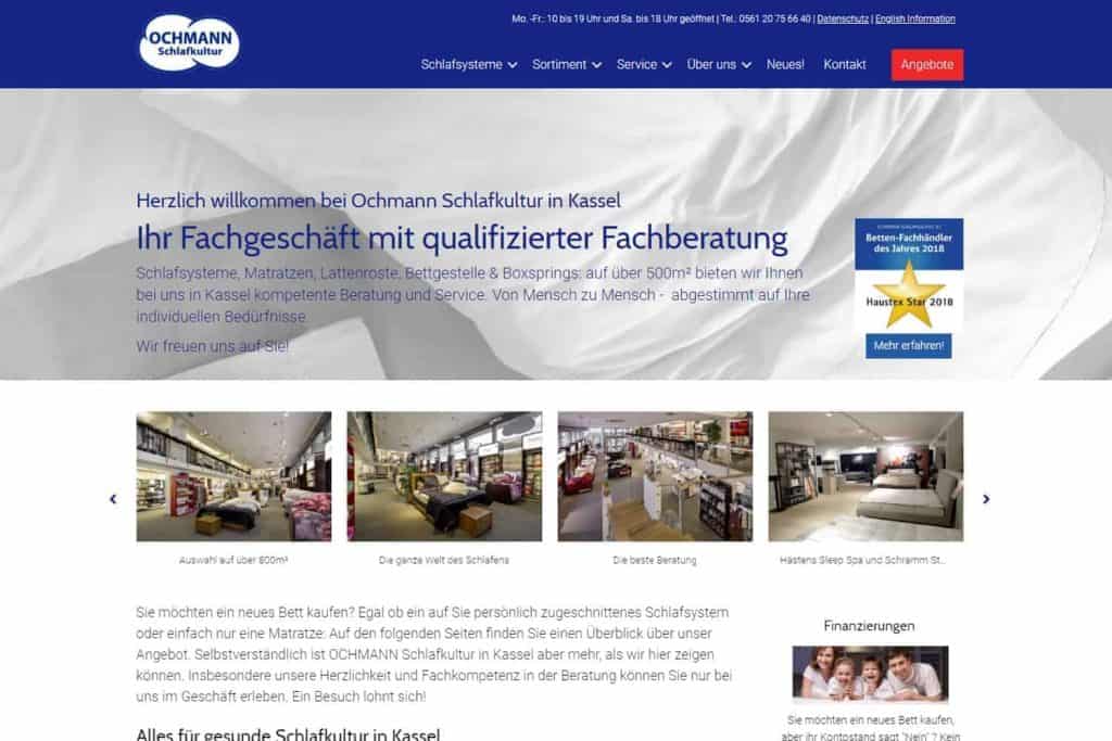Referenz Lockruf Webdesign: Ochmann Schlafkultur Kassel
